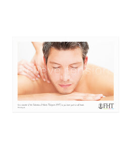 Image of an FHT poster, which shows a massage treatment.