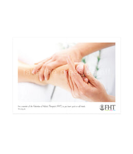 Image of an FHT poster, which shows a foot and reflexology treatment.